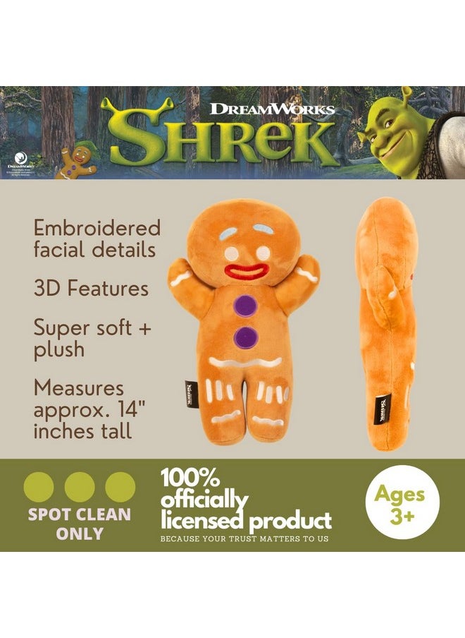 Shrek The Gingerbread Man Holiday & Christmas Bedding Super Soft Plush Cuddle Pillow Buddy, (Officially Licensed Product)