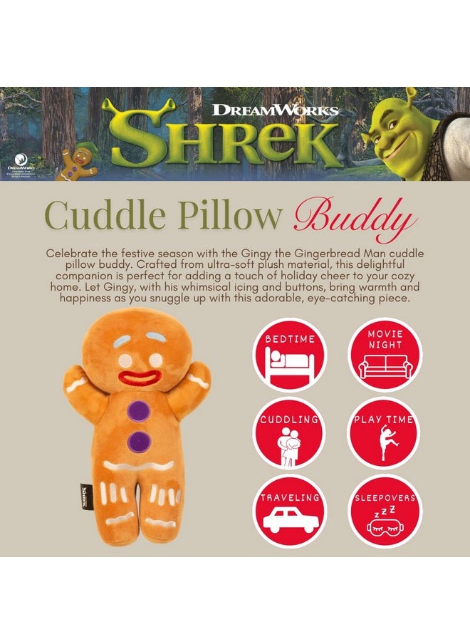 Shrek The Gingerbread Man Holiday & Christmas Bedding Super Soft Plush Cuddle Pillow Buddy, (Officially Licensed Product)