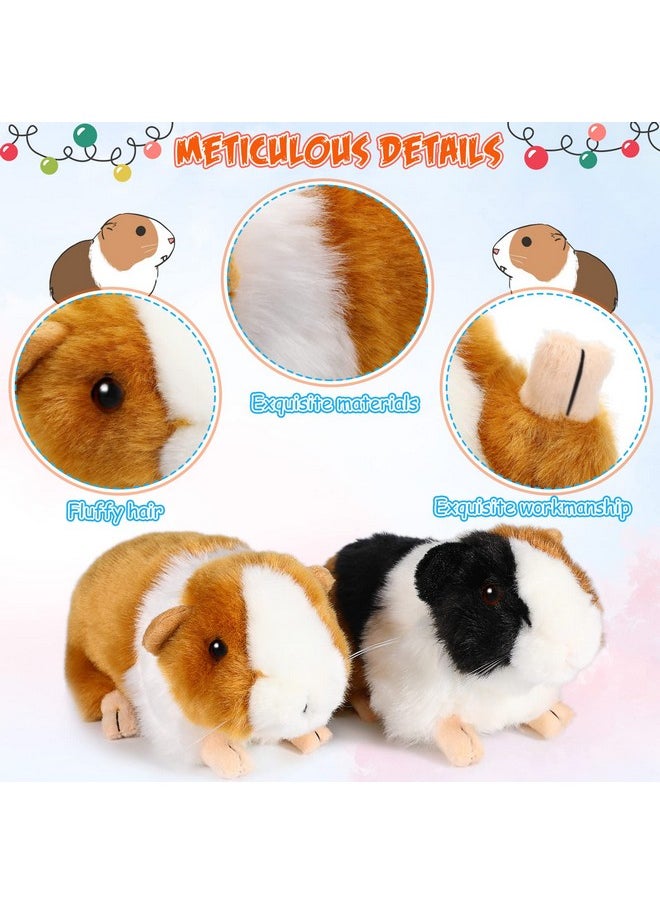 2 Pieces 8 Inch Cute Guinea Pig Plush Toys Stuffed Realistic Stuffed Animals Soft Guinea Pig Doll Toys Decor For Boys Girl Themed Party Supplies (Black, Yellow)