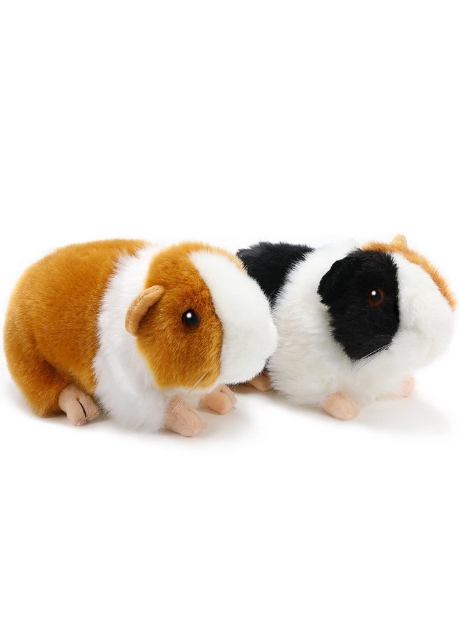 2 Pieces 8 Inch Cute Guinea Pig Plush Toys Stuffed Realistic Stuffed Animals Soft Guinea Pig Doll Toys Decor For Boys Girl Themed Party Supplies (Black, Yellow)