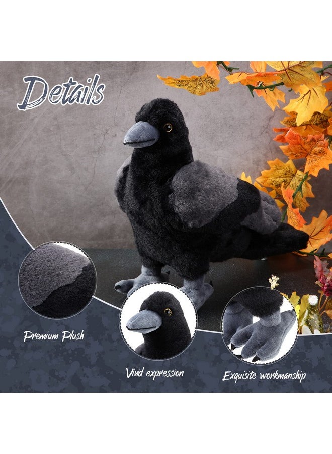 12 Inch Crow Plush Stuffed Animal Soft Black Fluffy Plush Toy Realistic Bird Stuffed Animal For Home Decoration Pet Party Favors Animal Collection Supplies