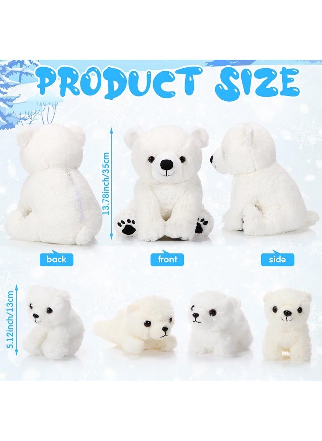 5 Pcs Polar Bear Plush Set Large Mommy Polar Bear Stuffed Animal With 4 Cuddly Bear Baby Plushies In Belly For Boys Girls Birthday Winter Holiday Decor Gifts(Sitting)