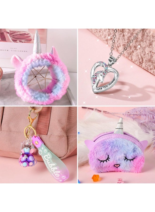 Unicorn Gifts For Girls Toys 6 7 8 9 10 Years, 11Pcs With Light Up Star Pillow Plush Diary Tumbler Headband Mirror Comb, Birthday Christmas Teen Kid Girl Gift Unicorn Toys Aged 6+