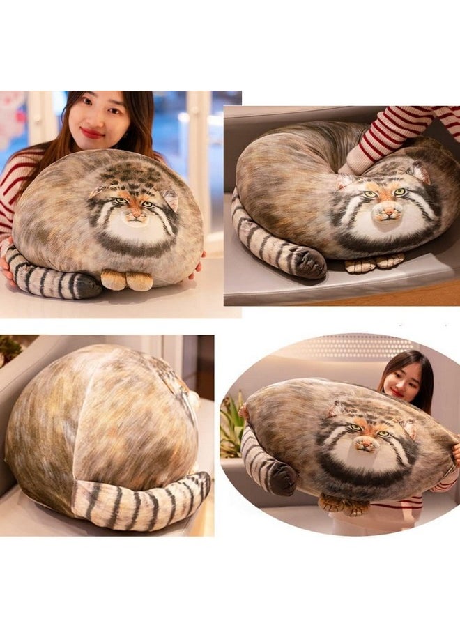 Chubby Steppe Cat Pillow,18'' Pallas Cat Plush Pillow, Cute Steppe Cat Stuffed Animals Soft Plushies, Kitten Plush Throw Pillow Doll Big Plush Toys Gift For Girls Boys Girlfriend