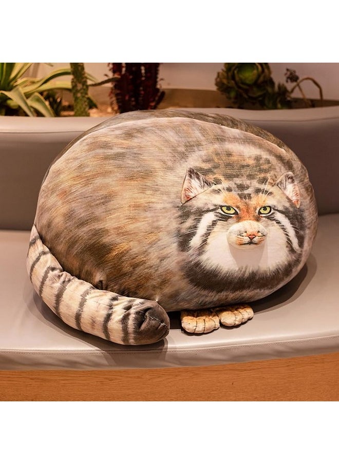 Chubby Steppe Cat Pillow,18'' Pallas Cat Plush Pillow, Cute Steppe Cat Stuffed Animals Soft Plushies, Kitten Plush Throw Pillow Doll Big Plush Toys Gift For Girls Boys Girlfriend