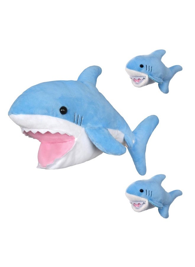 Shark Mom And Baby Stuffed Animals Plush Toy Hand Puppet And Finger Puppet