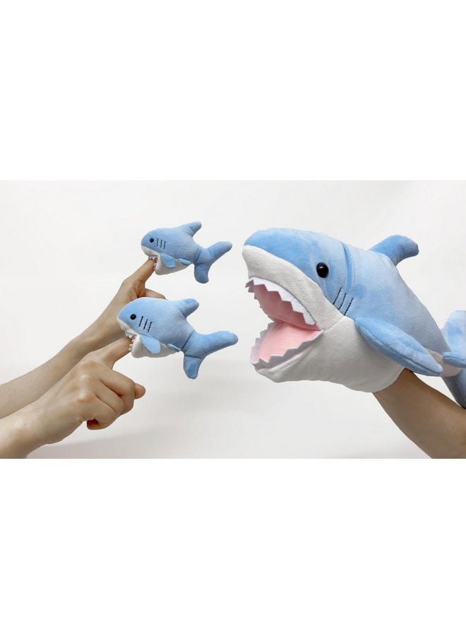 Shark Mom And Baby Stuffed Animals Plush Toy Hand Puppet And Finger Puppet