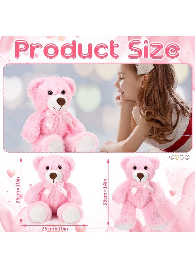 6 Pieces Christmas Bear Stuffed Animal Plush Xmas Baby Shower Bear Toys Soft Cute Bear Dolls Santa Sleeping And Playing Toys Decorations(Pink)