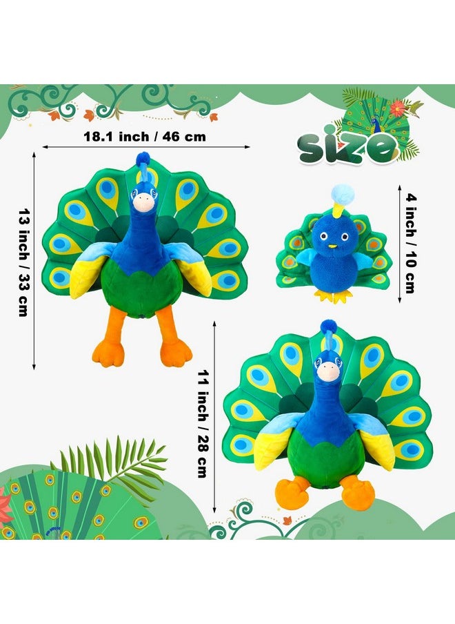 18 Inches Plush Peacock Stuffed Animal Tummy Carrier With 4 Little Plush Peacock Inside Its Zippered Tummy Peacock Cuddly Toy Soft Toy Animals For Birthday Gifts Zoo Party Decor