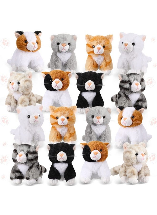 16 Pcs Cat Stuffed Animals Bulk 5 Inch Kitten Plush Toy Assorted Cute Stuffed Cat Small Fluffy Stuffed Animal Toy For Classroom School Pet Birthday Party Favor Supplies(Cute Style)