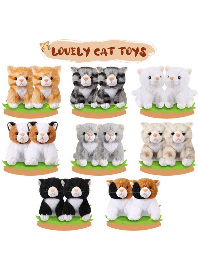 16 Pcs Cat Stuffed Animals Bulk 5 Inch Kitten Plush Toy Assorted Cute Stuffed Cat Small Fluffy Stuffed Animal Toy For Classroom School Pet Birthday Party Favor Supplies(Cute Style)