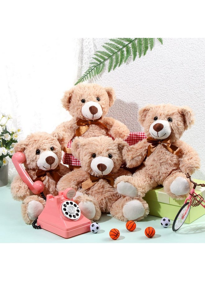 4 Pack 14 Inches Christmas Bear Plush Stuffed Animals Cute Soft Bears Bulk For Girls Boys Girlfriend (Light Brown)