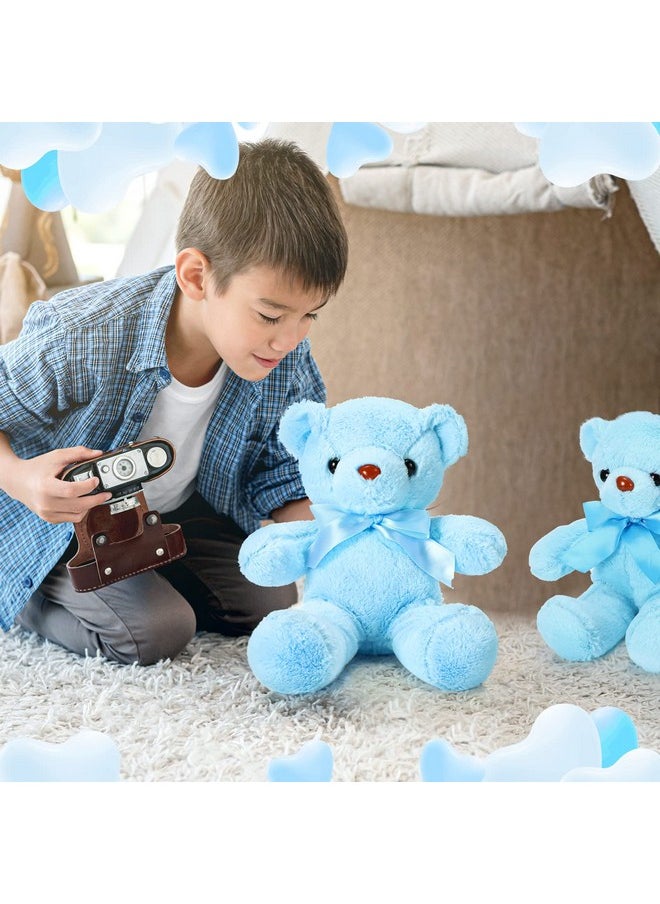 6 Pieces Bear Bulk Stuffed Animal Baby Shower Bear Plush Toys Soft Cute Bear Easter Graduation Gifts Sleeping And Playing Decorations (Blue)