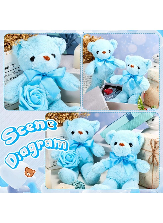 6 Pieces Bear Bulk Stuffed Animal Baby Shower Bear Plush Toys Soft Cute Bear Easter Graduation Gifts Sleeping And Playing Decorations (Blue)