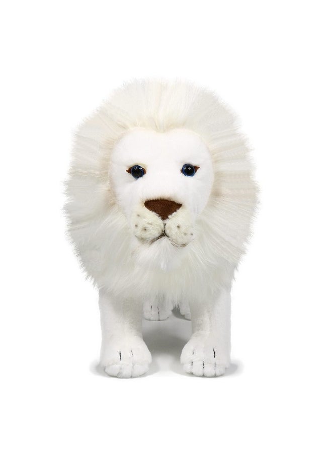 White Lion Stuffed Animal, Lifelike Plush Toy, 12 Inches Length