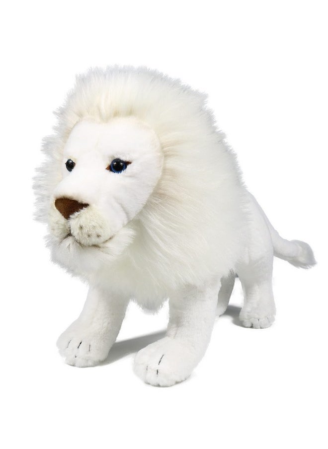 White Lion Stuffed Animal, Lifelike Plush Toy, 12 Inches Length