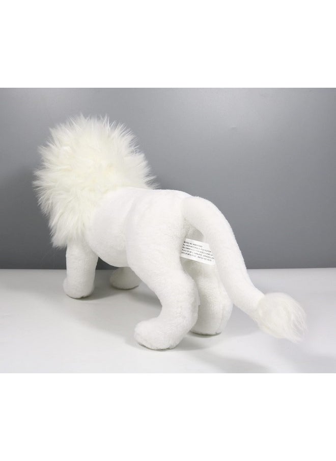 White Lion Stuffed Animal, Lifelike Plush Toy, 12 Inches Length