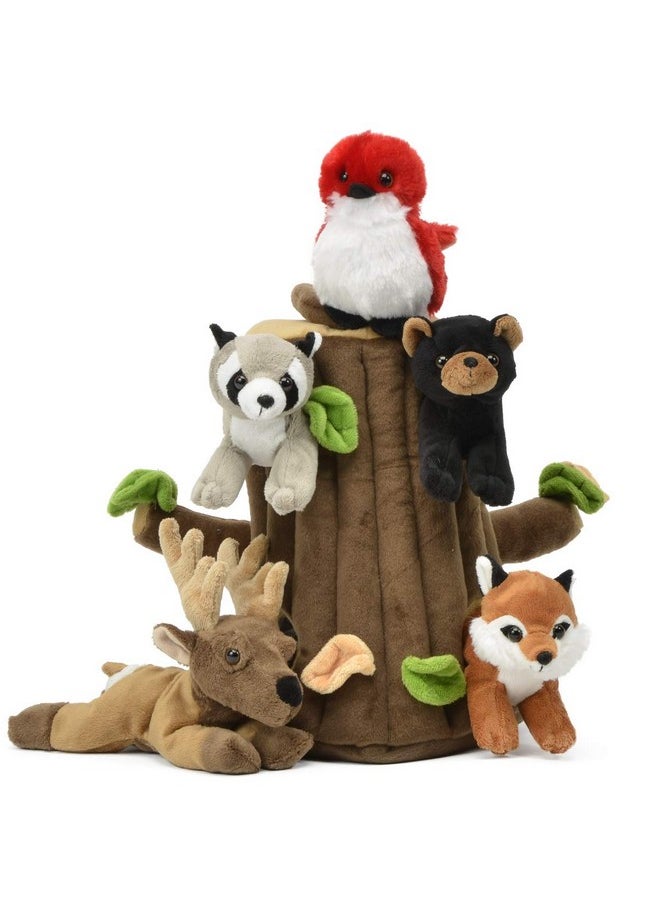 Plush Woodland Treehouse With Five (5) Stuffed Forest Animals
