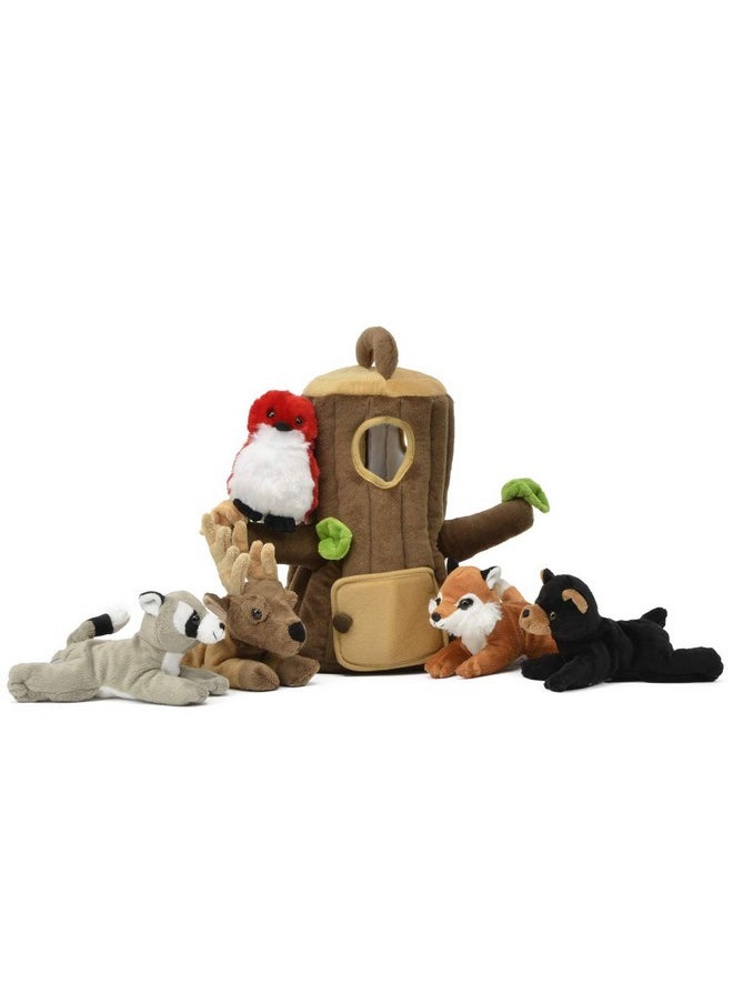 Plush Woodland Treehouse With Five (5) Stuffed Forest Animals