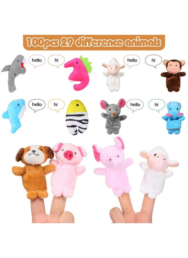 100 Pcs Animal Finger Puppets 29 Small Soft Velvet Dolls Props Toys Small Plush Animal Puppets Set Mini Stuffed Animals Finger Toys