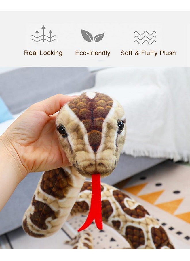 Snake Plush 7 Ft Long, Realistic Snake Stuffed Animal, Giant Snake Plush Toy, Prank Props Scare Toy, Kids Jungle Party Favor, Reticulated Python