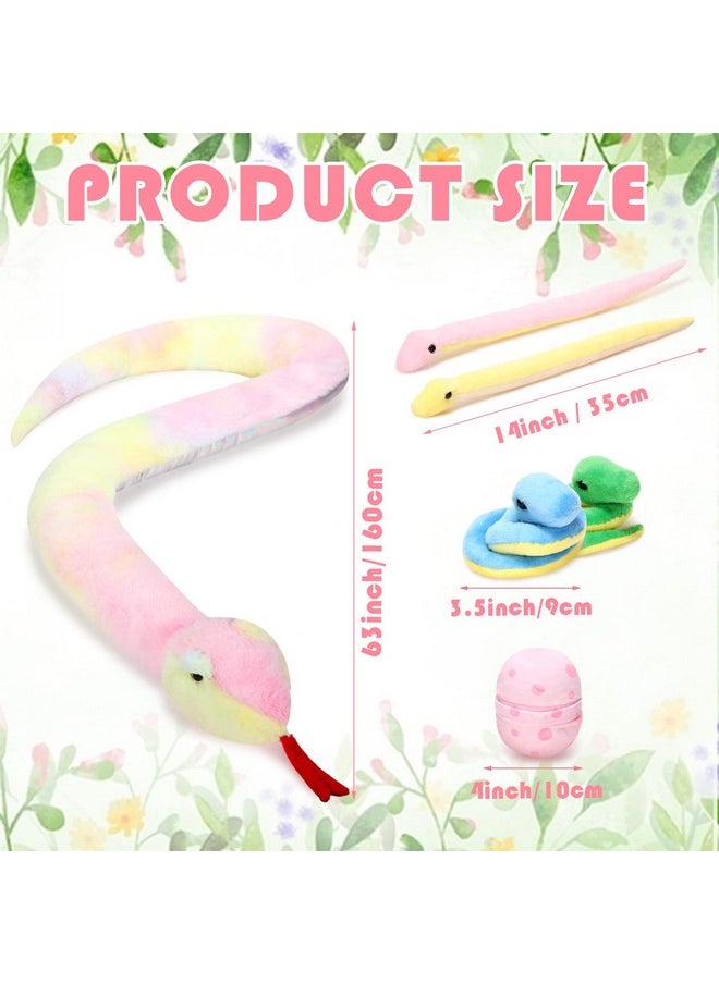 7 Pcs Snake Plush Toy Set 63 Inch Large Snake Stuffed Animal Zipper Snake Toys With Cute Baby Snakes And Eggs In Mommy Snake'S Belly For Valentine'S Day Birthday(Cute Style)