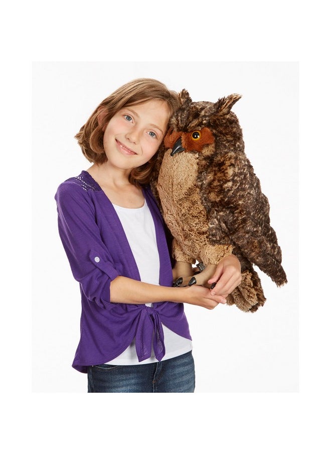 Giant Owl Lifelike Stuffed Animal (17 Inches Tall) Brown