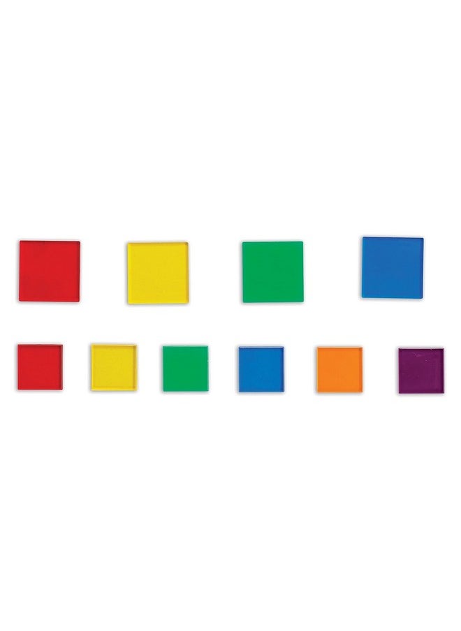 Edx Education Transparent Tiles - Mini Jar - Colorful, Plastic Squares - Light Box Accessory - Sensory Play - Math Manipulative