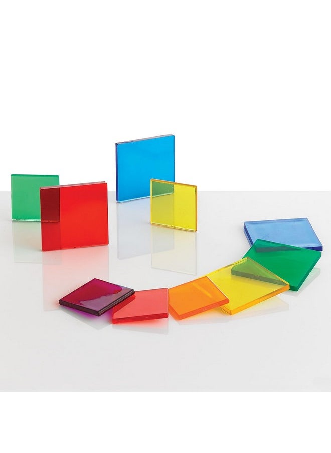 Edx Education Transparent Tiles - Mini Jar - Colorful, Plastic Squares - Light Box Accessory - Sensory Play - Math Manipulative