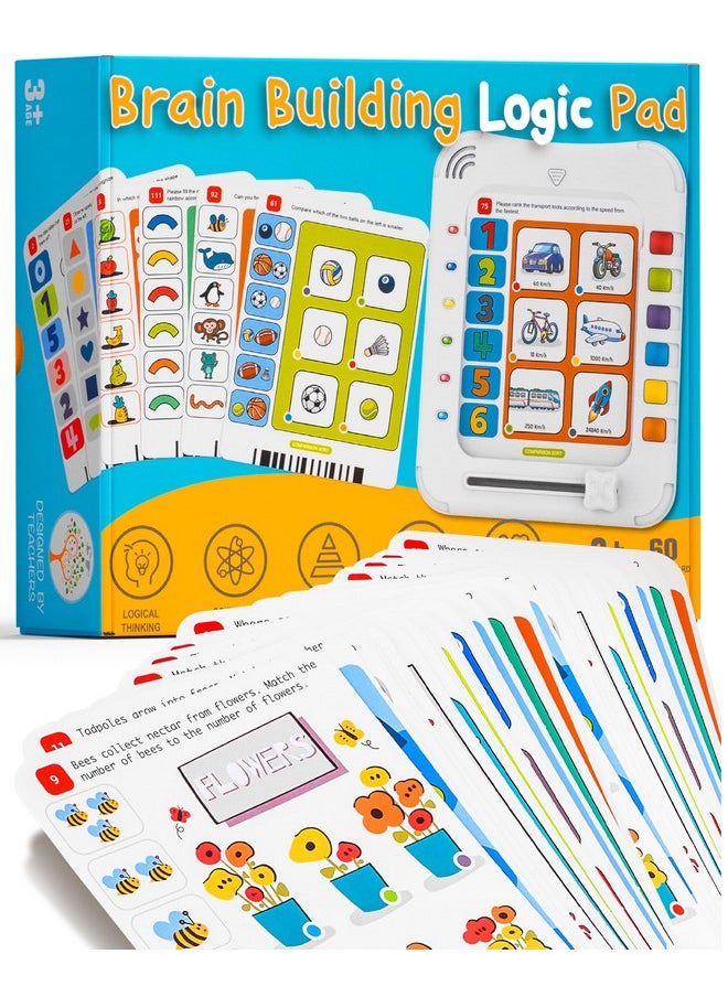 Kids Logic Learning Pad And Talking Flash Cards For 3-6 Yrs - Educational Kids Tablet Without Screen - Interactive Brain Teaser Logic Puzzles Game - Electronic Learning Games