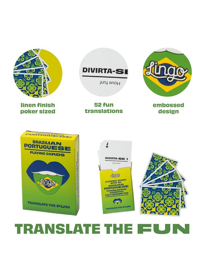 Lian Portuguese Lingo Playing Cards | Travel Flashcards | Learn Brazilian Vocabulary In A Fun & Easy Way | 52 Essential Translations