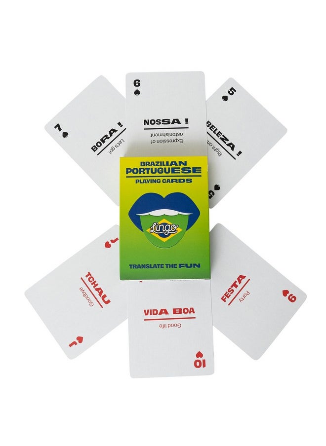 Lian Portuguese Lingo Playing Cards | Travel Flashcards | Learn Brazilian Vocabulary In A Fun & Easy Way | 52 Essential Translations