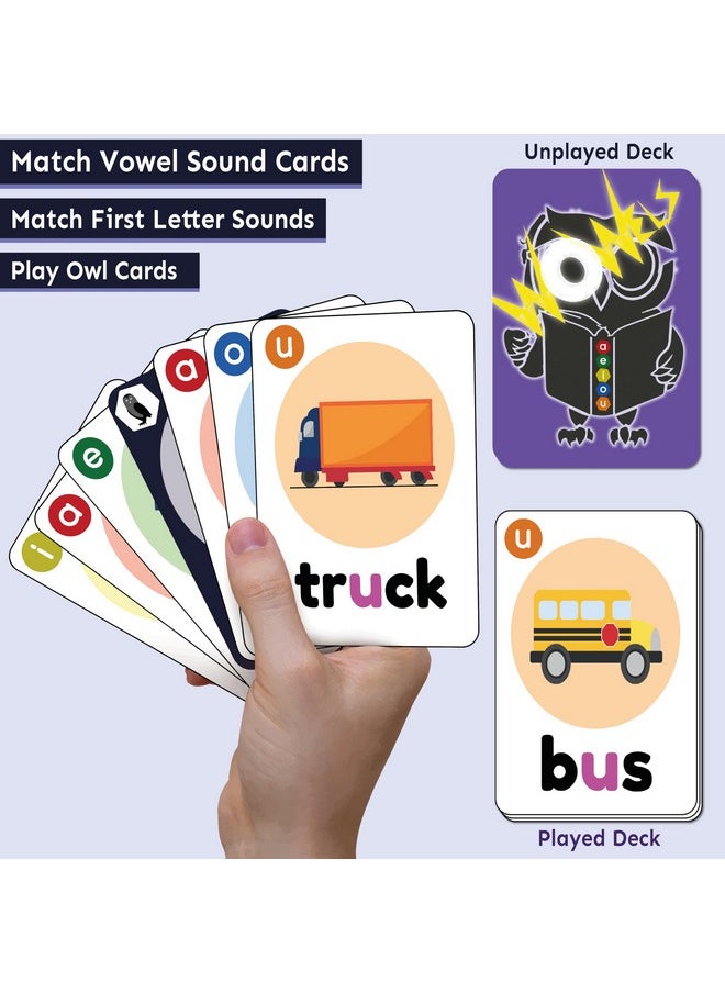 Wowels Phonics And Vowel Sounds Card Game - Learn To Read Kindergarten 1St 2Nd Grade Learning - Short Vowel Cvc Words And Long Vowel Matching Game 2-8 Players