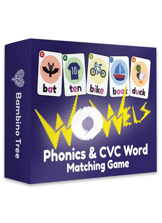 Wowels Phonics And Vowel Sounds Card Game - Learn To Read Kindergarten 1St 2Nd Grade Learning - Short Vowel Cvc Words And Long Vowel Matching Game 2-8 Players