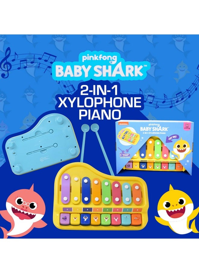 2 In 1 Baby Piano Xylophone Toy For Kids Toddlers Girls Boys First Musical Instrument Multicolored Keys Keyboard Sheet Music Two Mallets