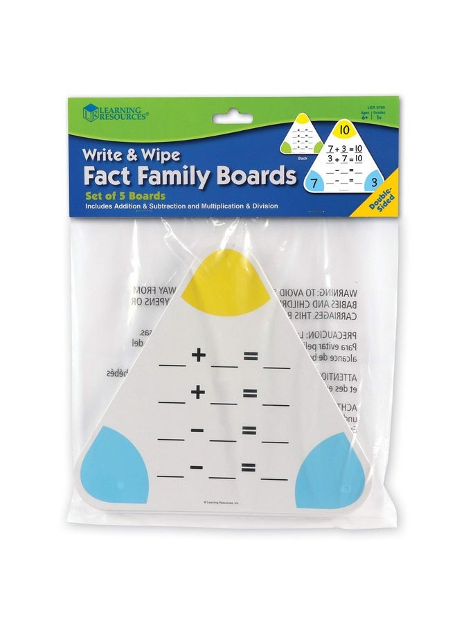 Write & Wipe Fact Family Boards Set Of 5 Boards Ages 6+ Multicolor 10 H In (Ler3799)