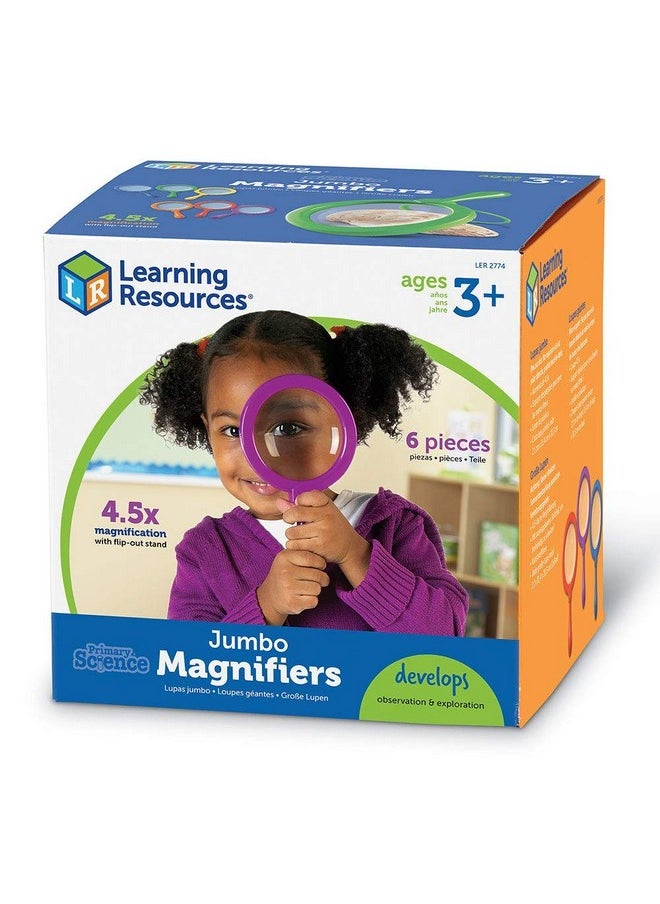 Jumbo Magnifiers 6 Pieces Ages 3+ Toddler Learning Toys Exploration Toys For Kids Magnifiers For Kidsback To School Supplies Teacher Supplies