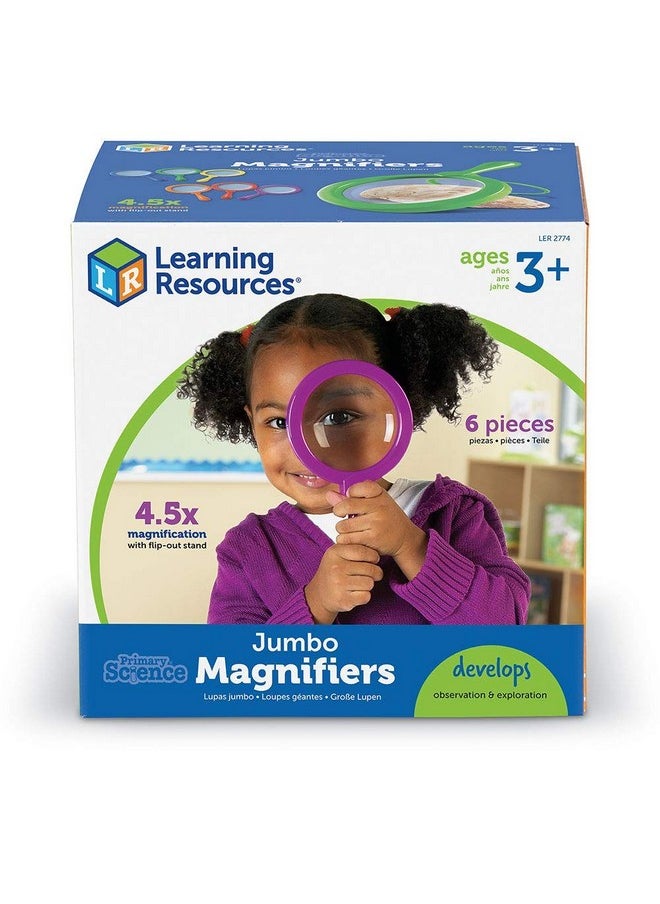 Jumbo Magnifiers 6 Pieces Ages 3+ Toddler Learning Toys Exploration Toys For Kids Magnifiers For Kidsback To School Supplies Teacher Supplies