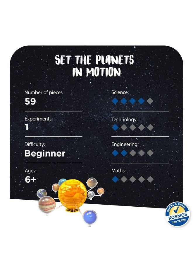 Orbiting Solar System Stem Kit Build A Rotating Solar System Model Planets Revolve Using A Windup Motor Explore Gear Ratios Science Fairs Difficulty Level Intermediate Small