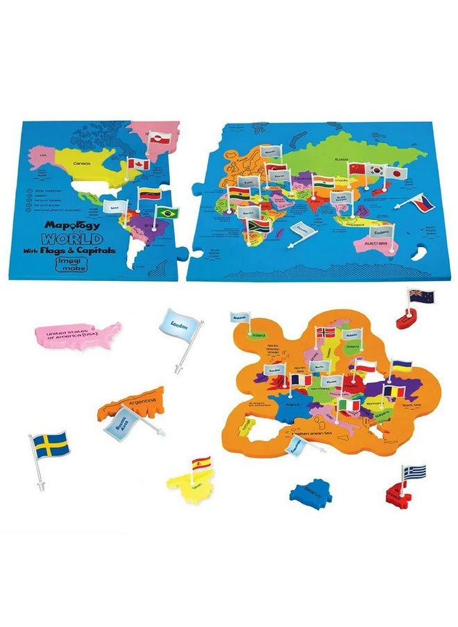 Mapology World Map Puzzle Includes Country Flags & Capitals Educational Toys For Kids 57 Fun Jigsaw Puzzle For Girls & Boys Toy Age 68 Games For Kids 812 Geography For Kids