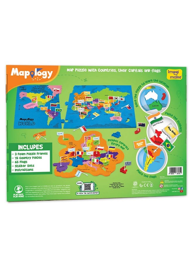 Mapology World Map Puzzle Includes Country Flags & Capitals Educational Toys For Kids 57 Fun Jigsaw Puzzle For Girls & Boys Toy Age 68 Games For Kids 812 Geography For Kids