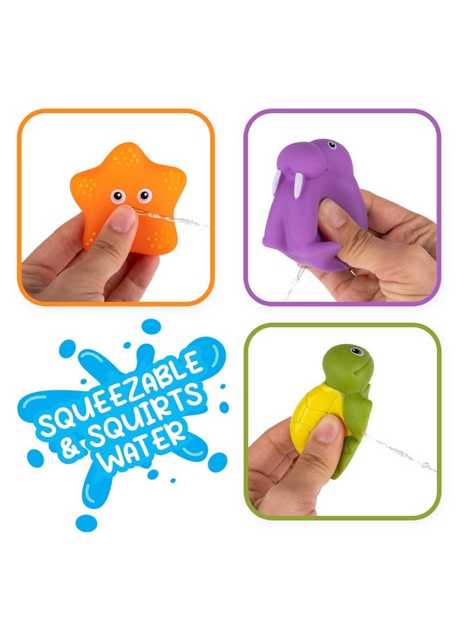 Interactive Bathtub Slide Set - Bath Slide Set With Bathtub Slide, Waterfall, Marble Run, Spinning Pinwheels, And Unique Squirt Toys (Turtle, Walrus, And Starfish) - Stong Suction Cups