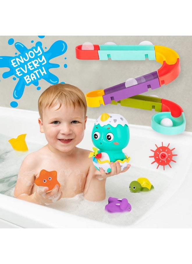 Interactive Bathtub Slide Set - Bath Slide Set With Bathtub Slide, Waterfall, Marble Run, Spinning Pinwheels, And Unique Squirt Toys (Turtle, Walrus, And Starfish) - Stong Suction Cups