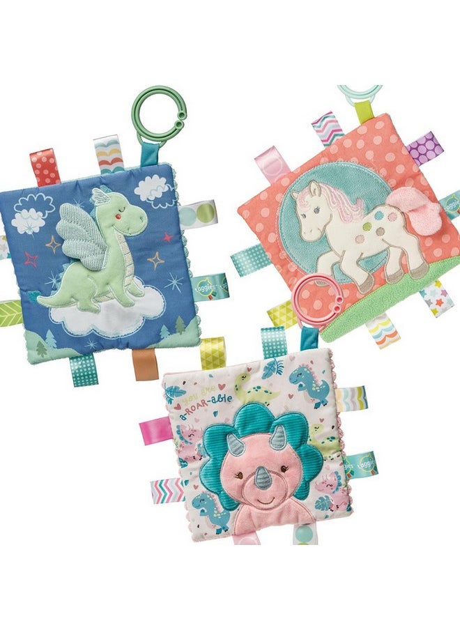 Crinkle Me Toy With Baby Paper & Squeaker With Sensory Tags, 6.5 X 6.5-Inches, Drax Dragon