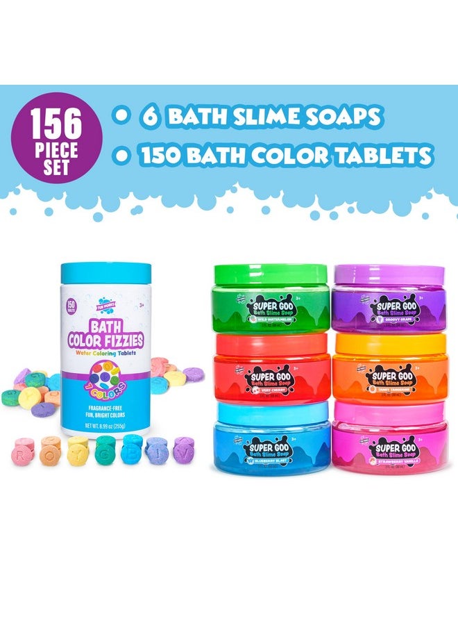 ® Fizzy Bath Color Tablets & Bath Slime Soap| Nontoxic | Create Fun Bath Colors With 7 Colors Of Bath Drops | Enjoy Stretchy, Squishy Bath Slime Soap For Kids Bath Sensory Fun