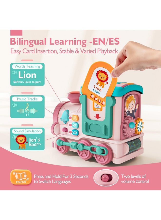 Toys For Ages 2-4 For Ages 1-4, 24-In-1 Musical Train With Talking Flash Cards - Bilingual Learning Toy (En/Es) For Girls, Fine Motor Skills Toy Fun Toddler Educational Gift