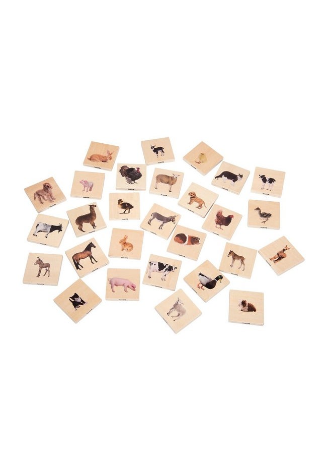 - 73406 Domestic Animal Family Match - Set Of 28 - Real Pictures - Animal Memory Game With Parents And Babies - Animal Matching Game For Toddlers - Develop Cognitive Skills ,Critical Thinking
