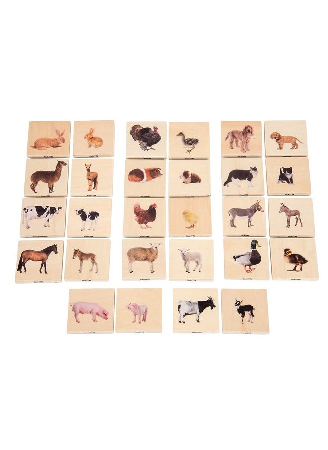 - 73406 Domestic Animal Family Match - Set Of 28 - Real Pictures - Animal Memory Game With Parents And Babies - Animal Matching Game For Toddlers - Develop Cognitive Skills ,Critical Thinking
