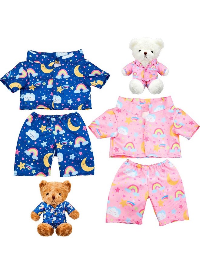 2 Pack Blue And Pink Bear Clothes Outfit, Fit Most 12-16 Inch Bears Stuffed Animal Clothes Pajamas Plushie Clothes Clothes For Stuffed Animals, Pre-Kindergarten Toys(Rainbow Style)