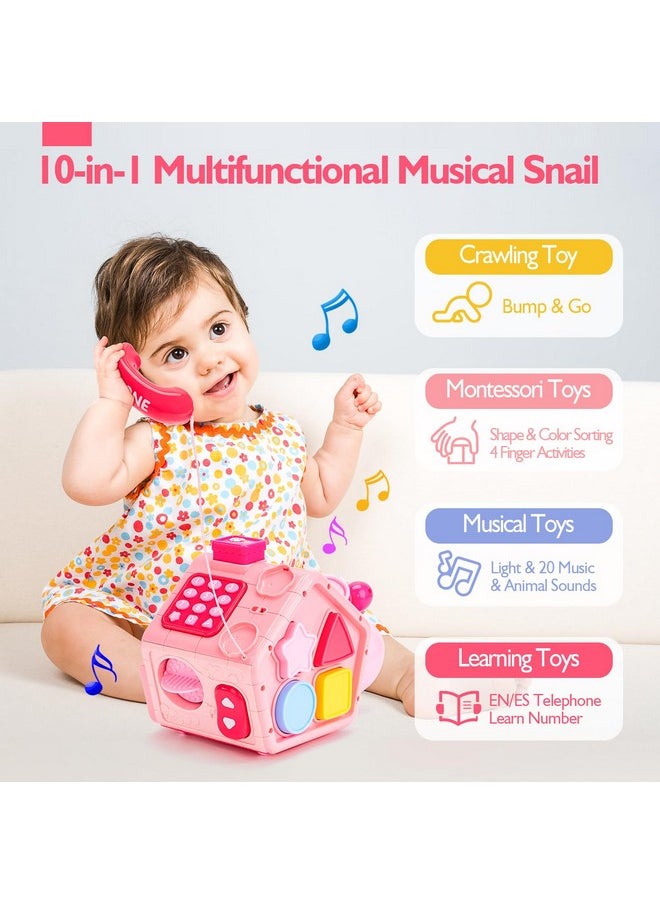 Baby Toys 6-12 Months, 10 In 1 Musical Crawling Snail Toys 6-18 Month Toys For 1 Year Old Girl Gifts, Montessori Toddler Toy Age 1-2 With Bilingual Learning, 1St Birthday Girl Gifts
